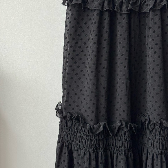 H&M Tiered Semi-Sheer Black Polka Dot Midi Dress - Picture 4 of 5